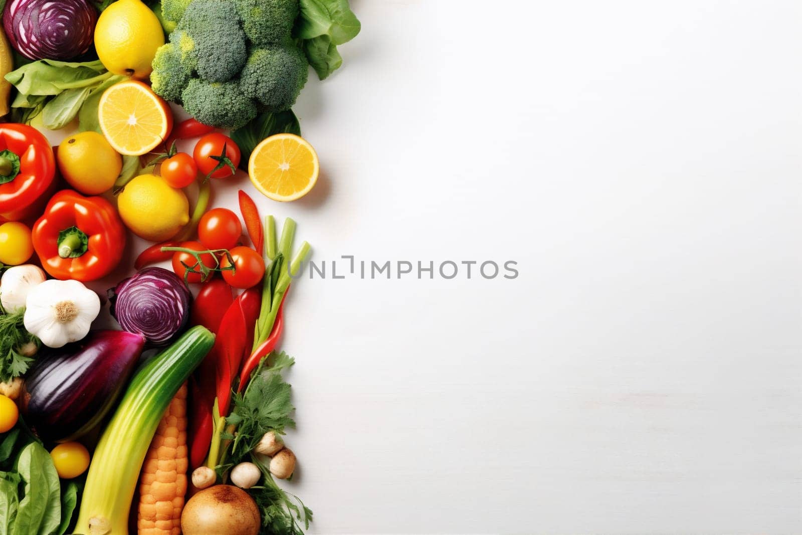 fruit food vegetarian vegetable tomato background grocery green healthy white isolated. Generative AI. by SHOTPRIME