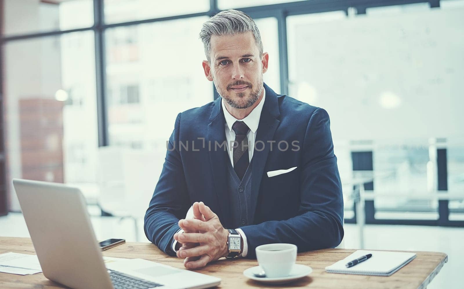 Lets make millions. Portrait of a mature businessman working at his desk in a modern office