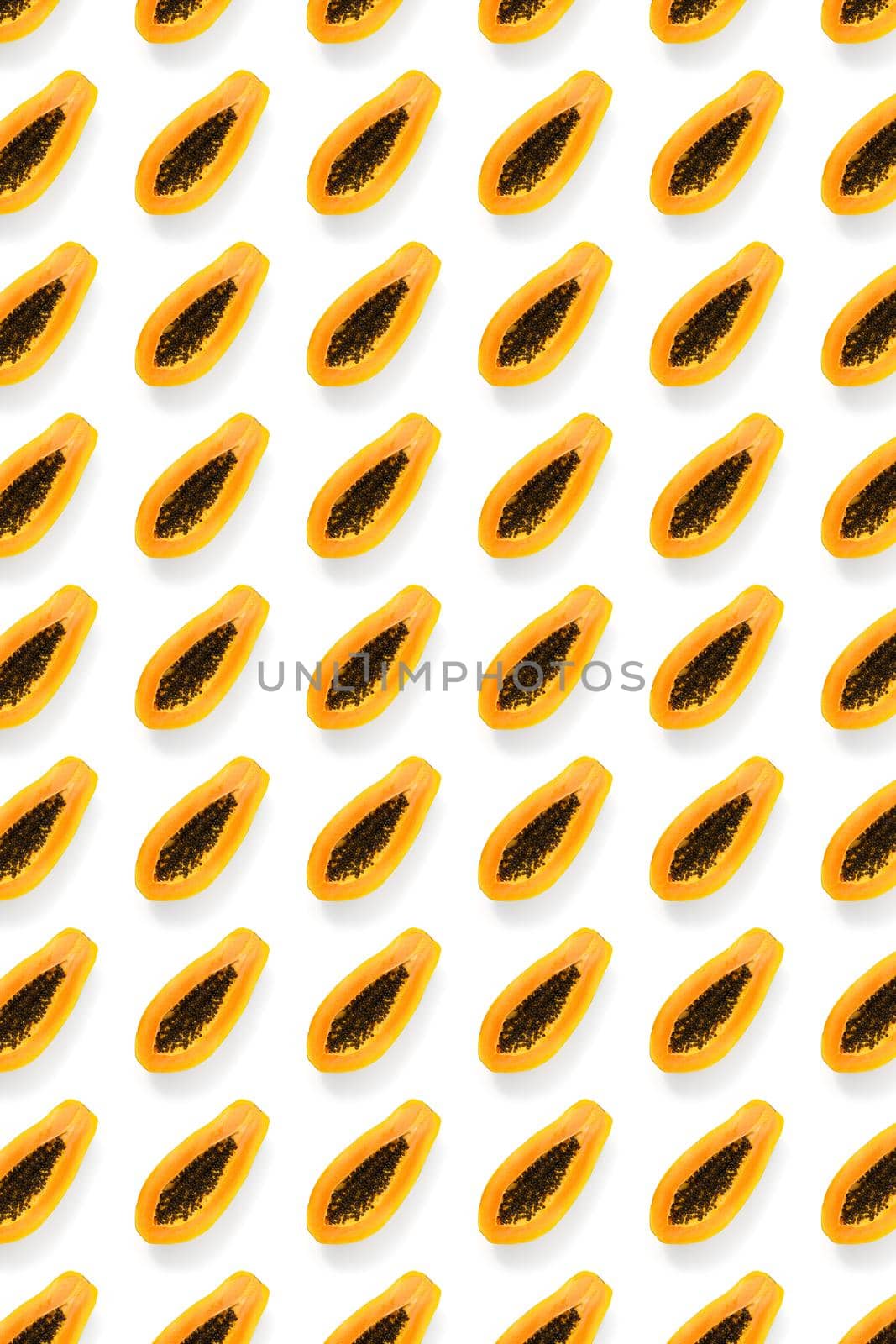 Fresh ripe papaya background on white backdrop. Tropical abstract background. Top view. modern by PhotoTime