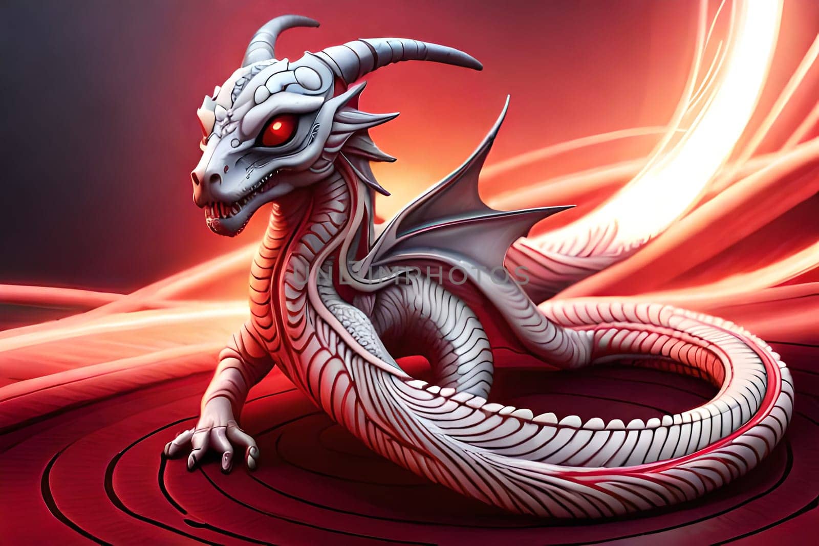Fantasy evil dragon portrait. Surreal artwork of danger dragon from medieval mythology by milastokerpro