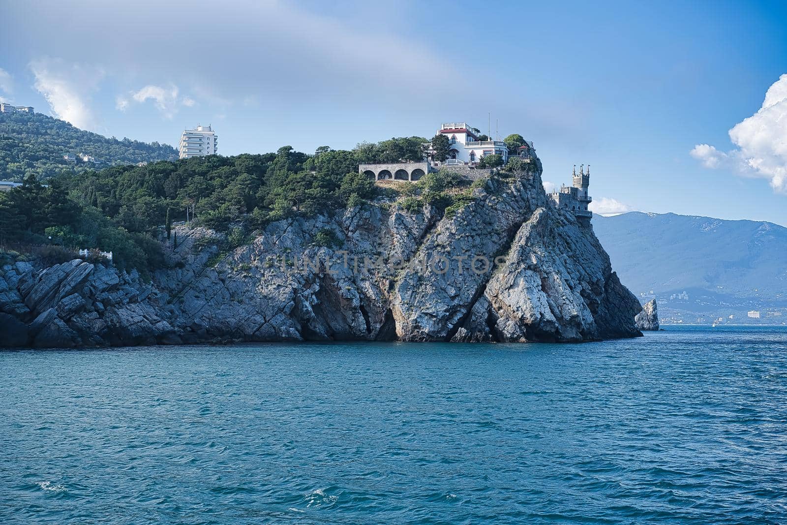 Seascape with a view of the coastline of Yalta, Crimea