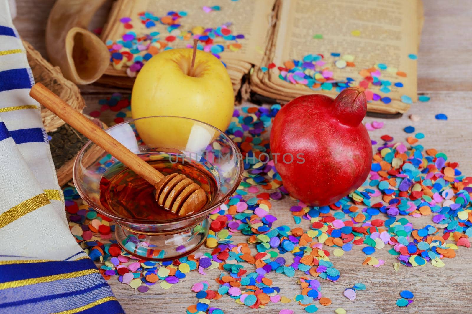 On the table in the Jewish New Year Holiday Rosh Hashanah celebration