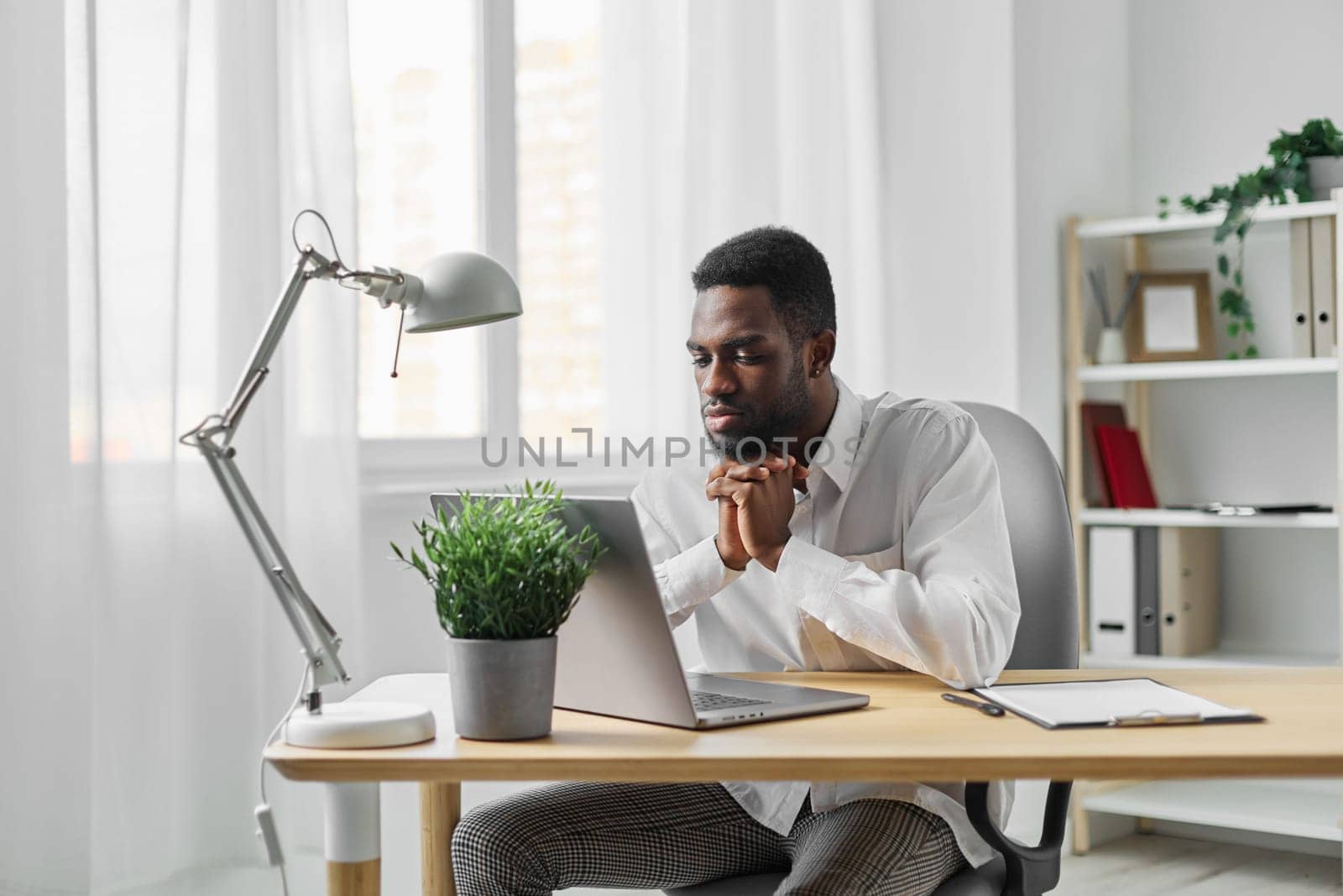 man american education copy student freelancer space online job computer office laptop african by SHOTPRIME