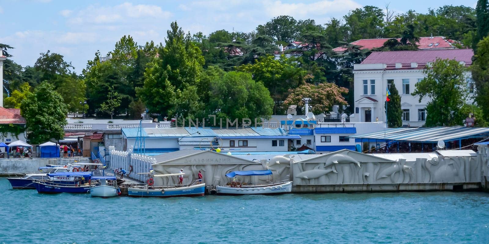 SEVASTOPOL, CRIMEA - JUNE 26, 2012: Dolphinarium on the embankment in Sevastopol, Crimea