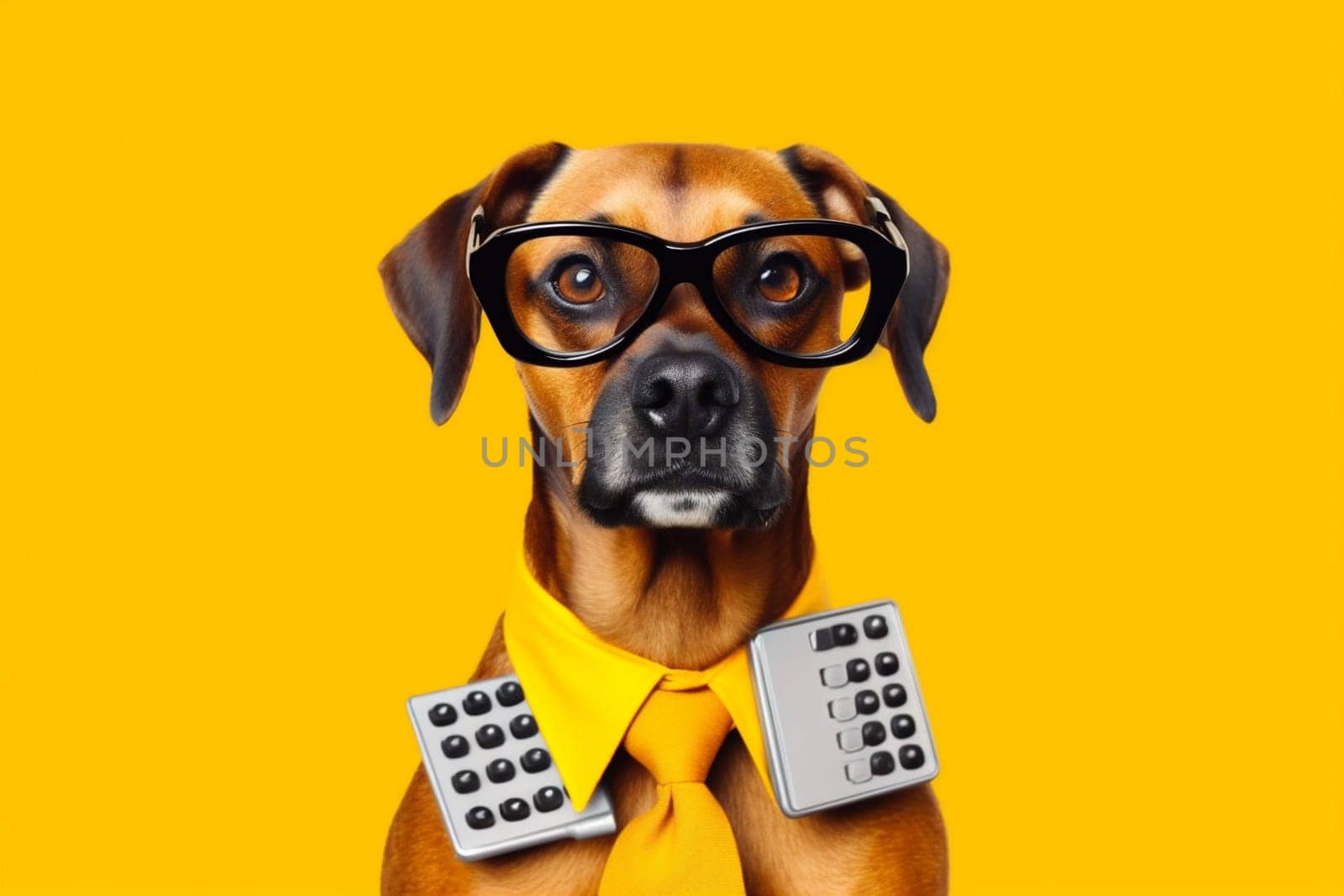 dog pet education animal humor background funny finance financial yellow business. Generative AI. by SHOTPRIME