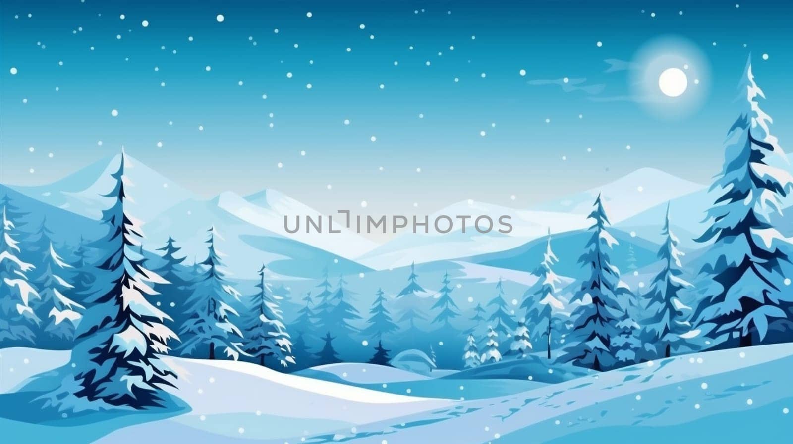 christmas tree snow fir blue white holiday winter background new year sky. Generative AI. by SHOTPRIME
