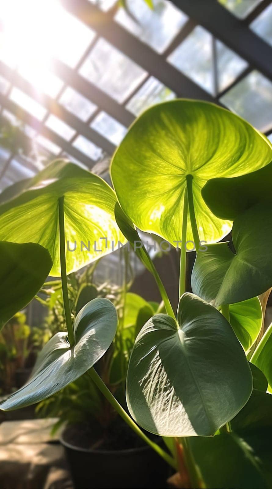 Monstera leaves close up. Generative AI by Yurich32