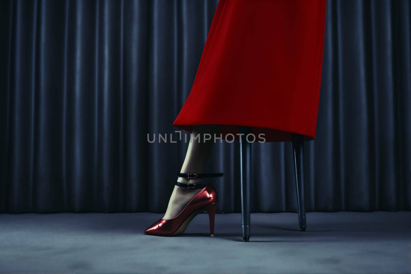 colorful woman beautiful red concept blue clothes foot leg fashion shoe. Generative AI. by SHOTPRIME