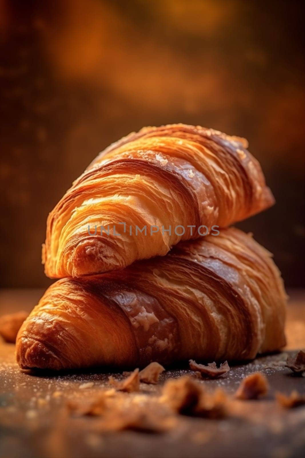 bun drink pastry background france closeup background table cup delicious cappuccino copy bokeh wood morning bakery space view food breakfast drink meal croissant hot. Generative AI.