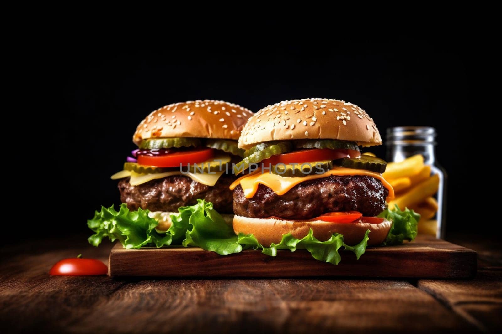 fast burger hamburger meat food fast food fat snack sandwich beef. Generative AI. by SHOTPRIME