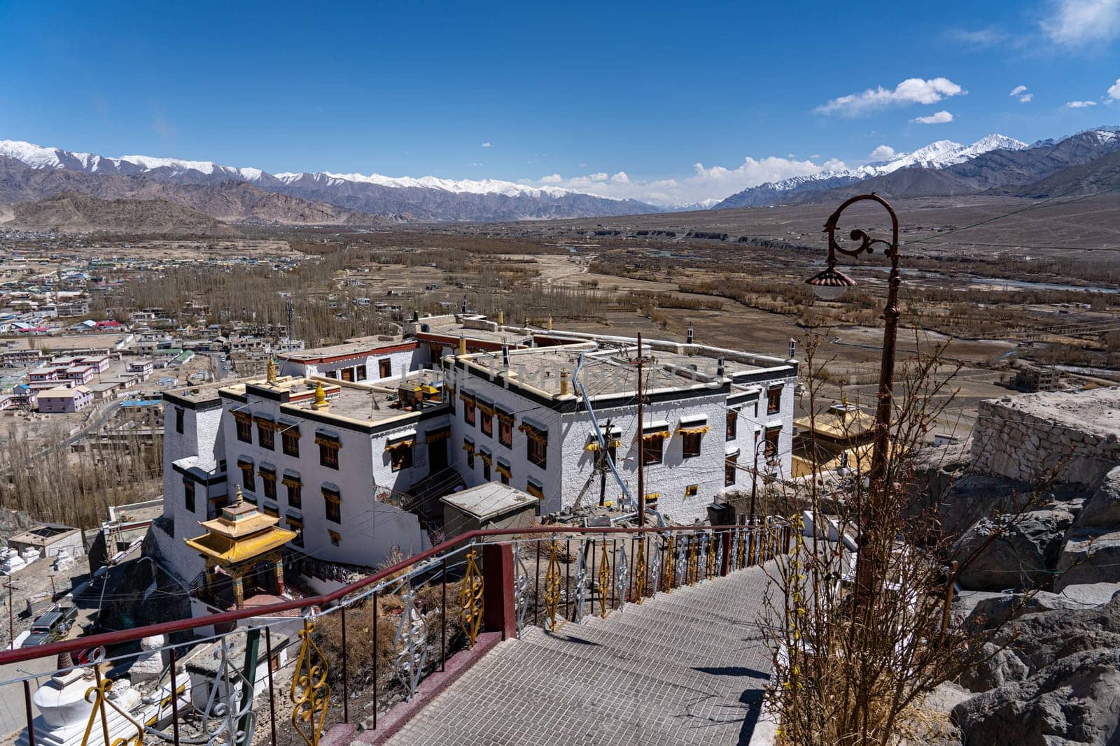 Leh, India - April 10, 2023: Exterior view of Spituk monastery