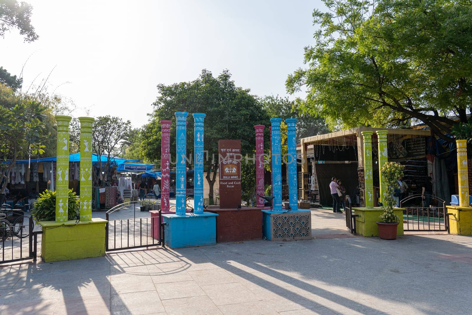 New Delhi, India - April 11, 2023: Entrance to Dilli Haat Food and Craft Bazar.
