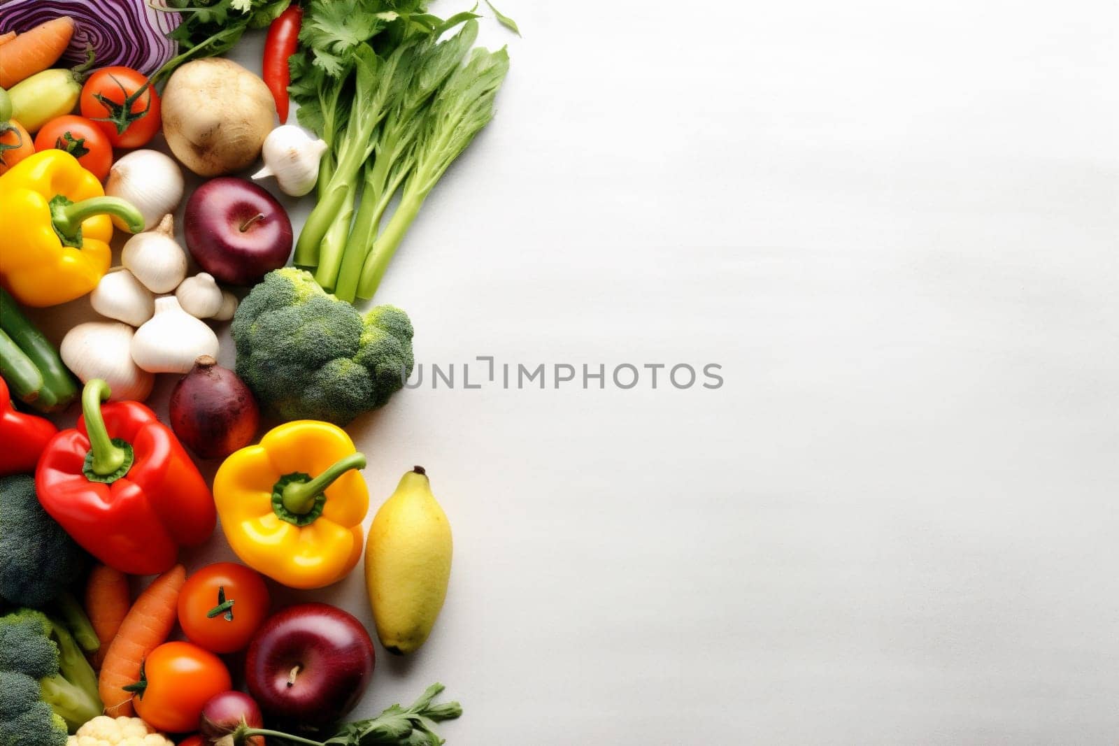 food vegetarian vegetable white tomato isolated yellow background healthy fruit green. Generative AI. by SHOTPRIME