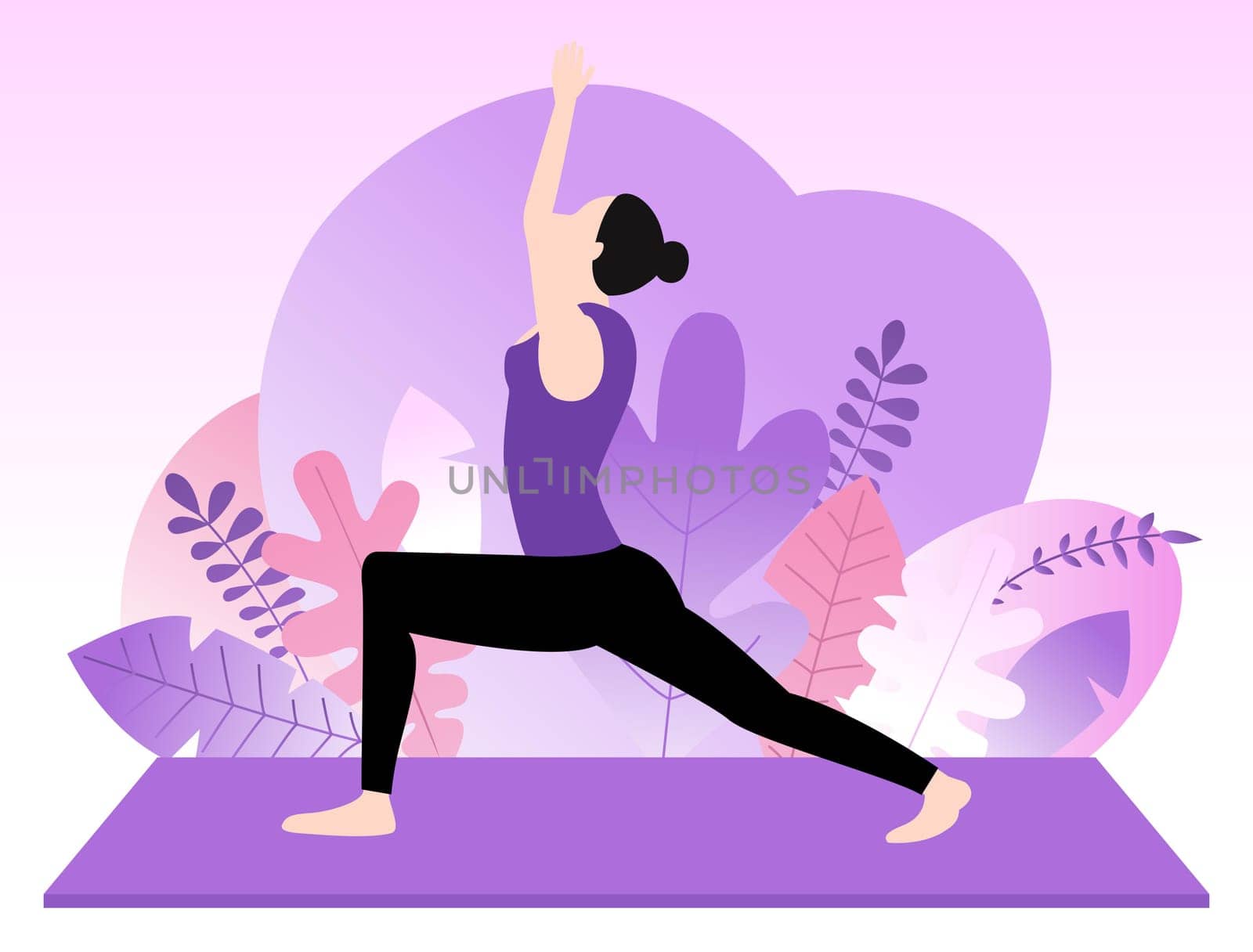 sports,lunge,stretching,pilates,silhouette,yoga,purple,balance,exercise,illustration,leg,pink by ogqcorp