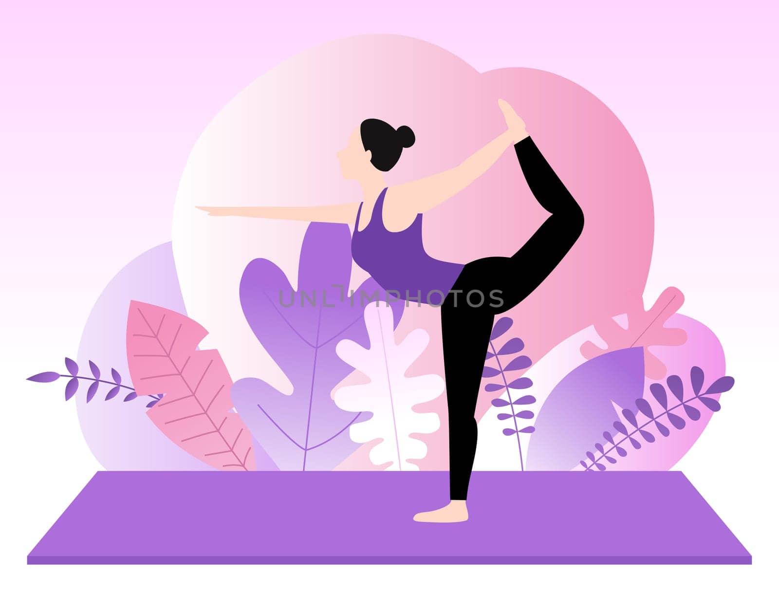 art,love,illustration,silhouette,yoga,happy,purple,graphics,magenta,pink,plant by ogqcorp