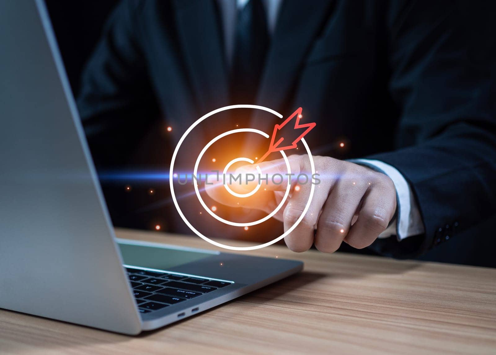 Businessman pointing to the target. Business concept. management concept business planning concept