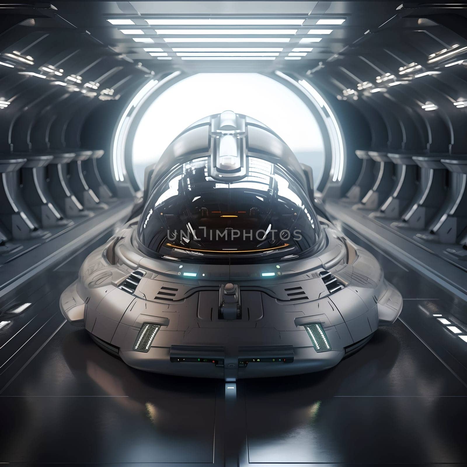 Futuristic spaceship by cherezoff