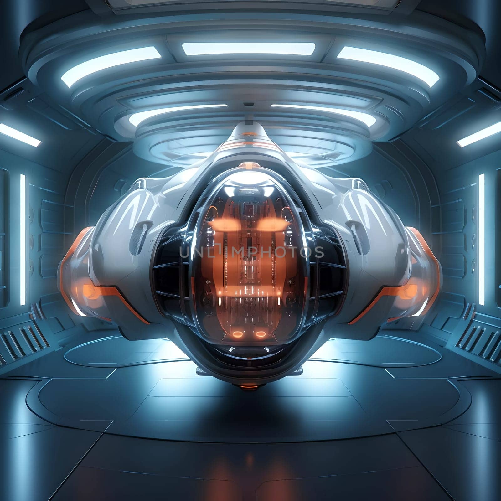 Futuristic spaceship by cherezoff