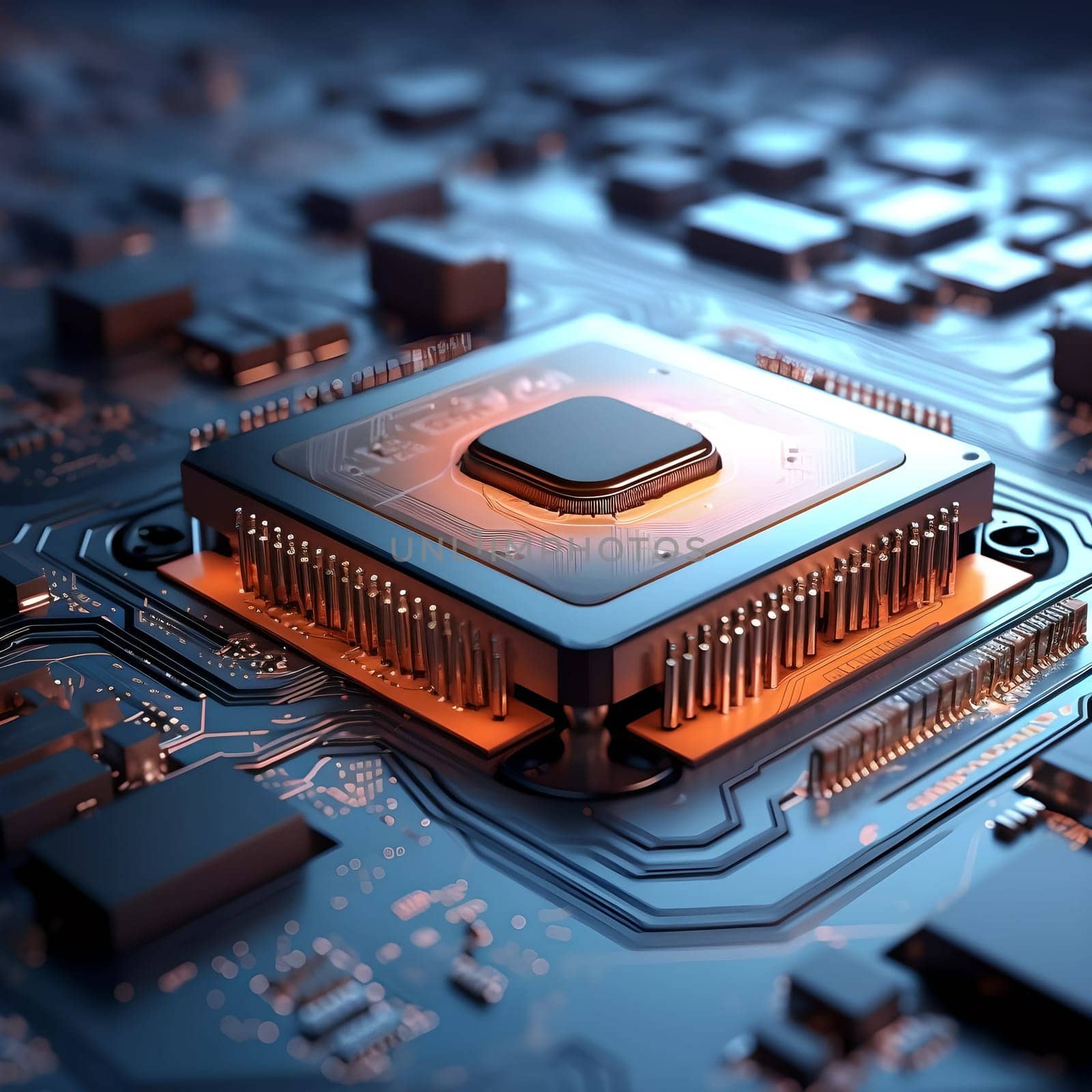 Abstract representation of the CPU on the circuit board