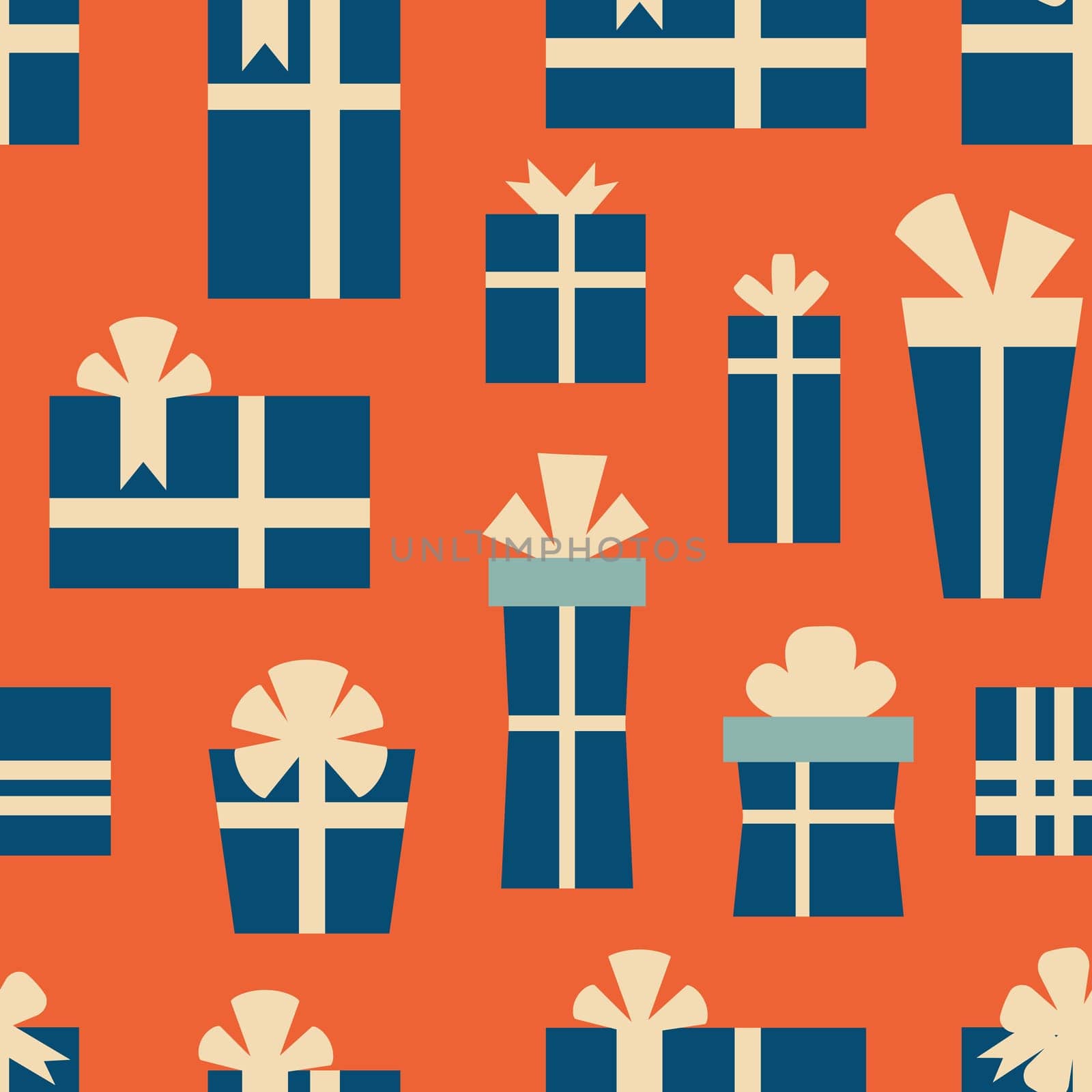 Retro vintage Christmas pattern with gift boxes. Christmas festive pattern