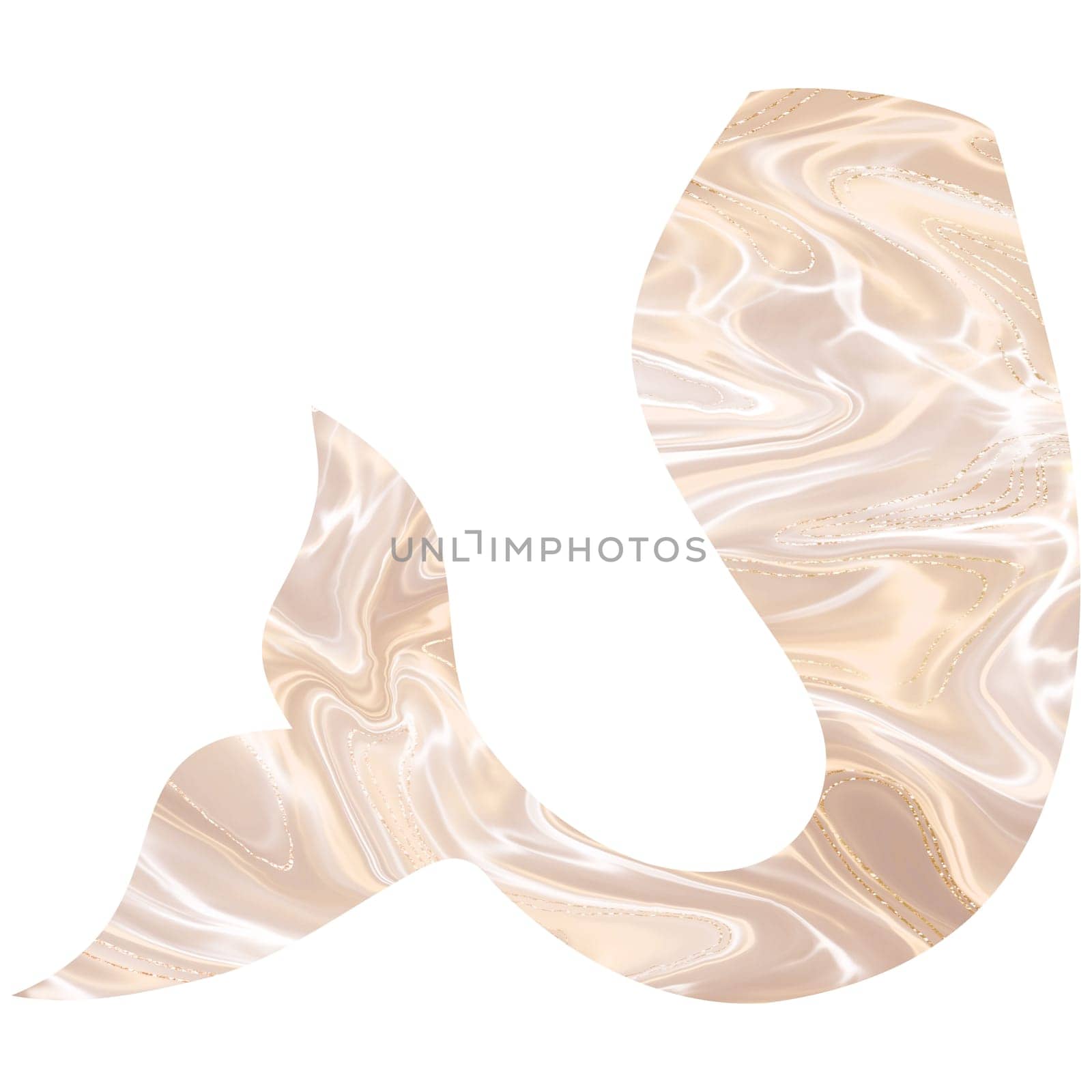 Golden mermaid tail. Golden fishtail. Hand-drawn illustration. Design for printing, stickers, banners, packaging