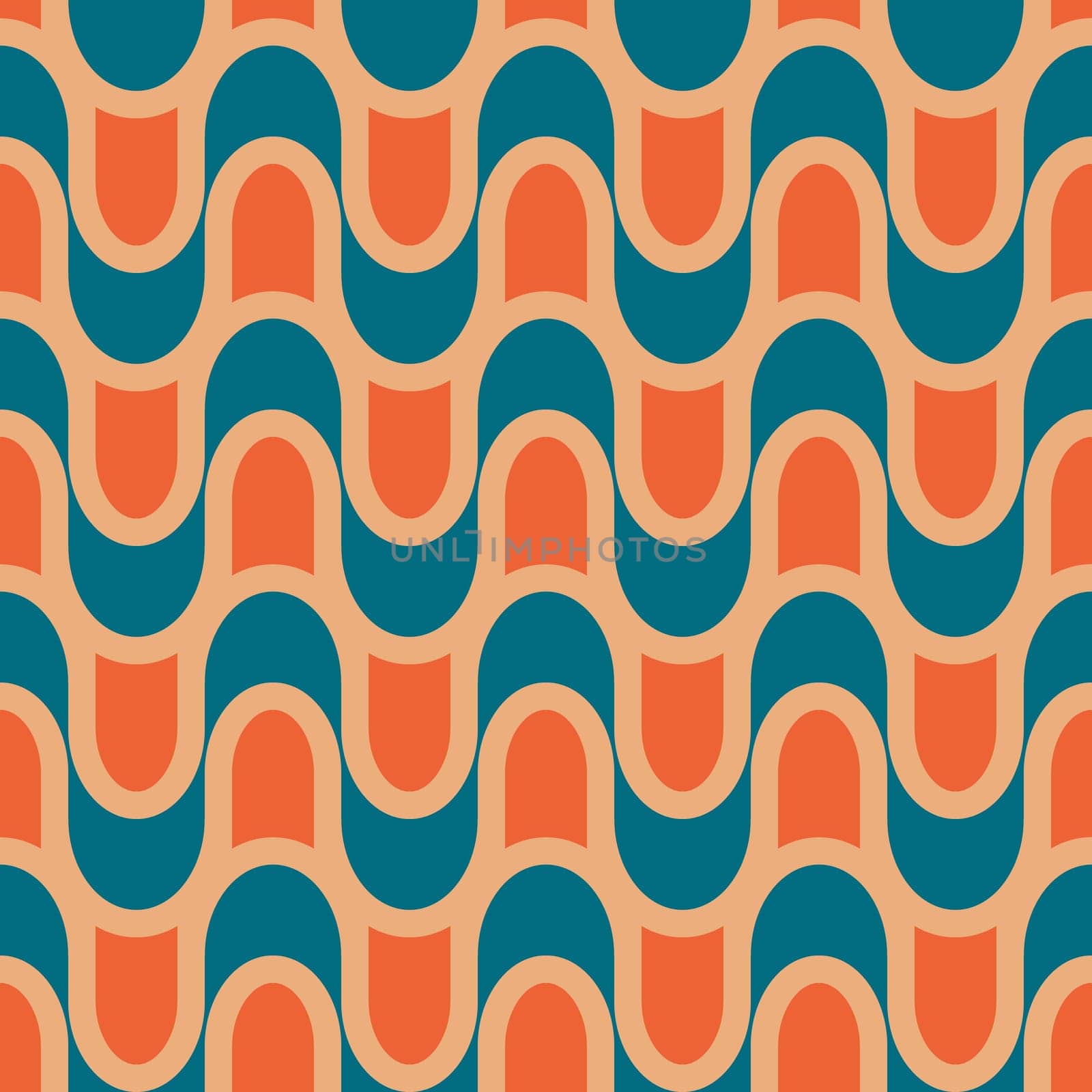 Retro seamless pattern in the style of the 70s and 60s. Geometric vintage pattern