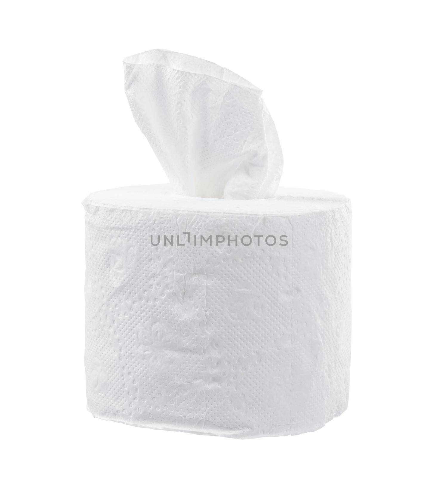 Tissue paper roll isolated on white background, Save clipping path.