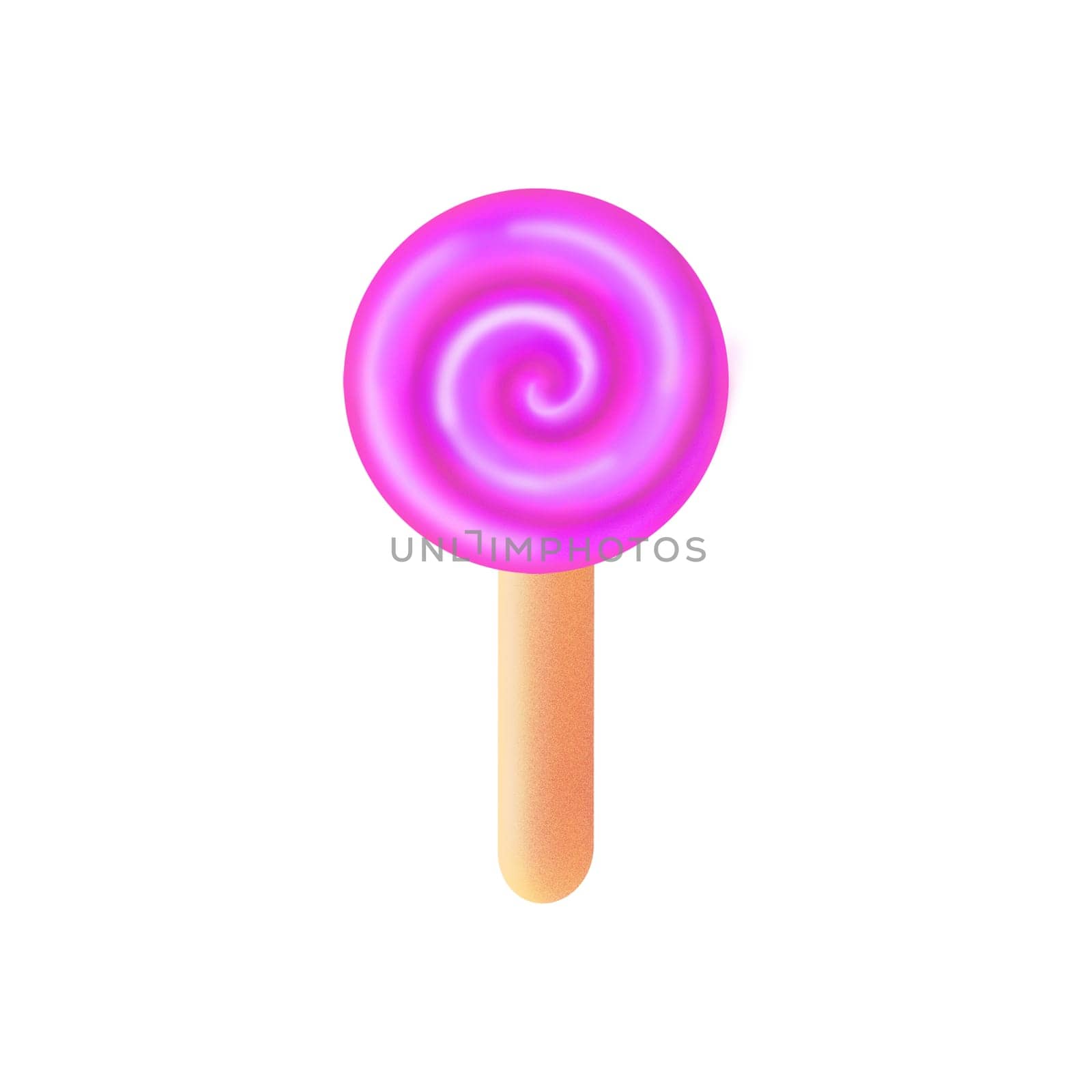 illustration of minimalist style round pink candy on stick isolated on white background