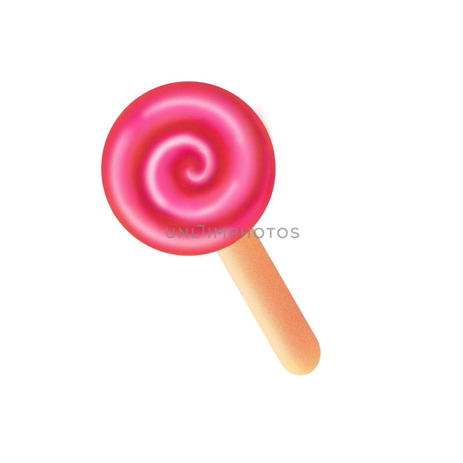 illustration of minimalist style round red candy on stick isolated on white background