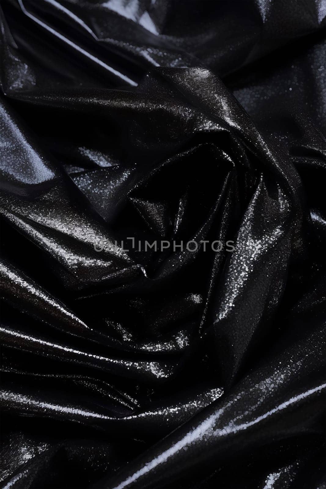 Black transparent background of flowing fabric, in the style of monochrome colors, thin fabrics, close-up shots, conceptual installation,. Ai generative art