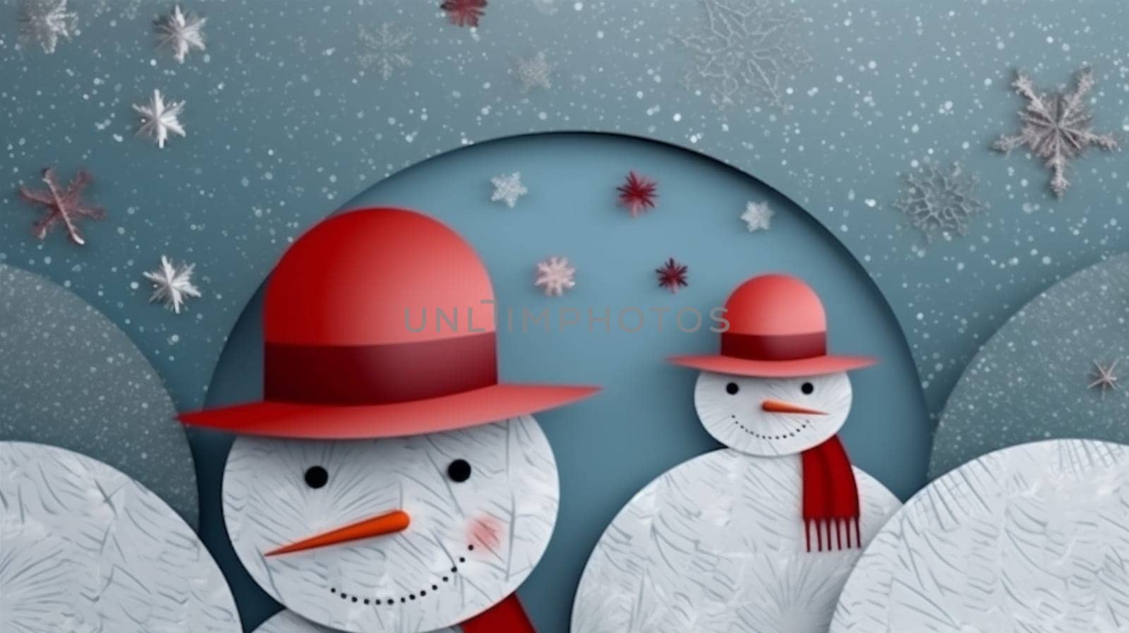 year snowfall background outdoors happy snowman space new new copy celebration hill winter white snow christmas flake year icy season light landscape. Generative AI.