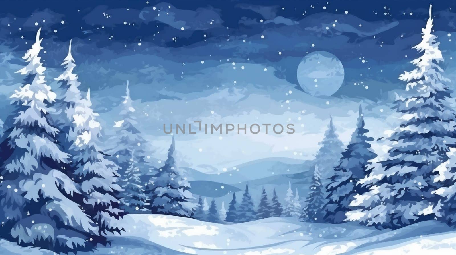 white year holiday fairy winter snow christmas tree new background sky fir. Generative AI. by SHOTPRIME