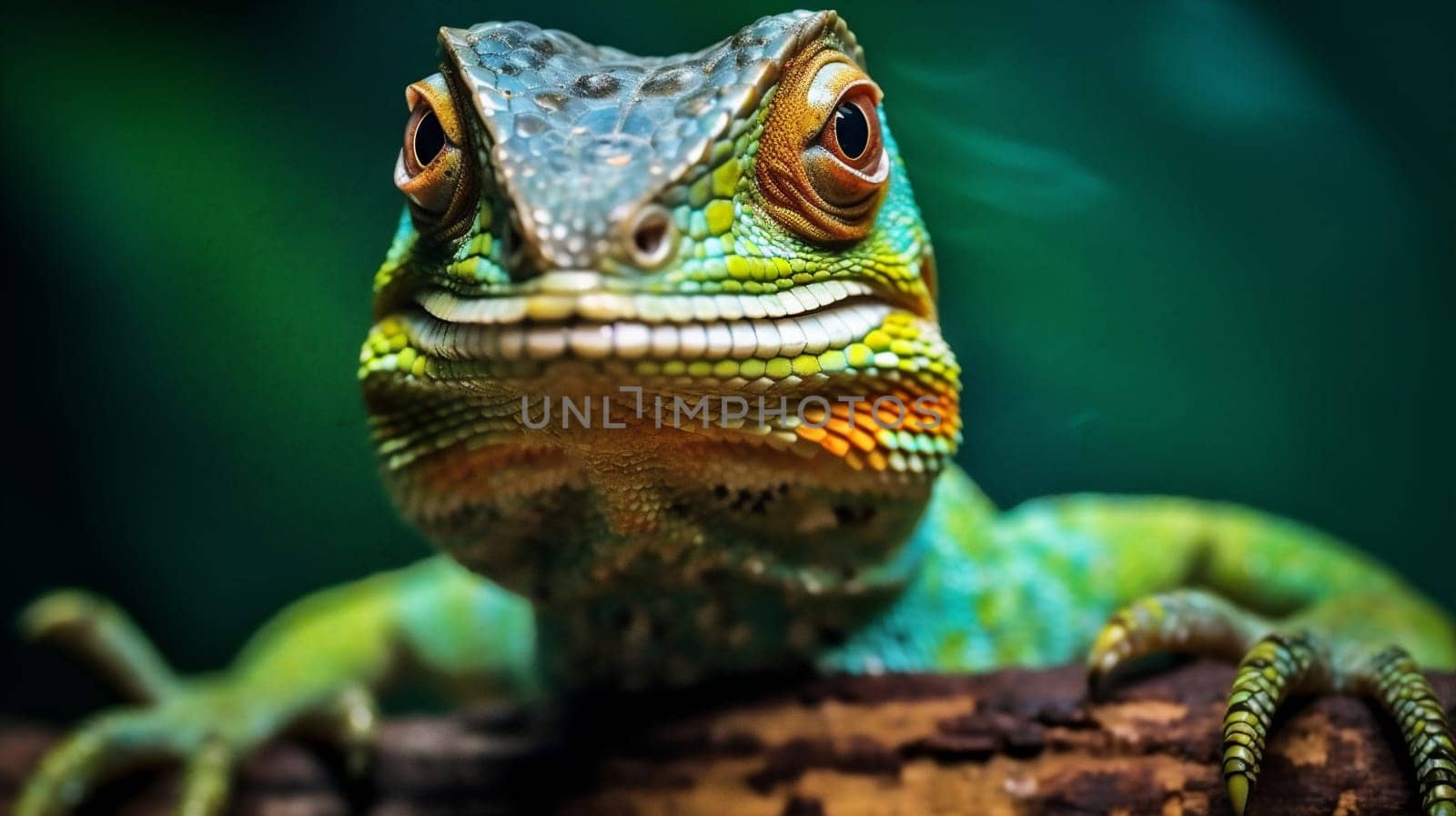 lizard scale wildlife glasses reptile animal close-up portrait iguana green. Generative AI. by SHOTPRIME