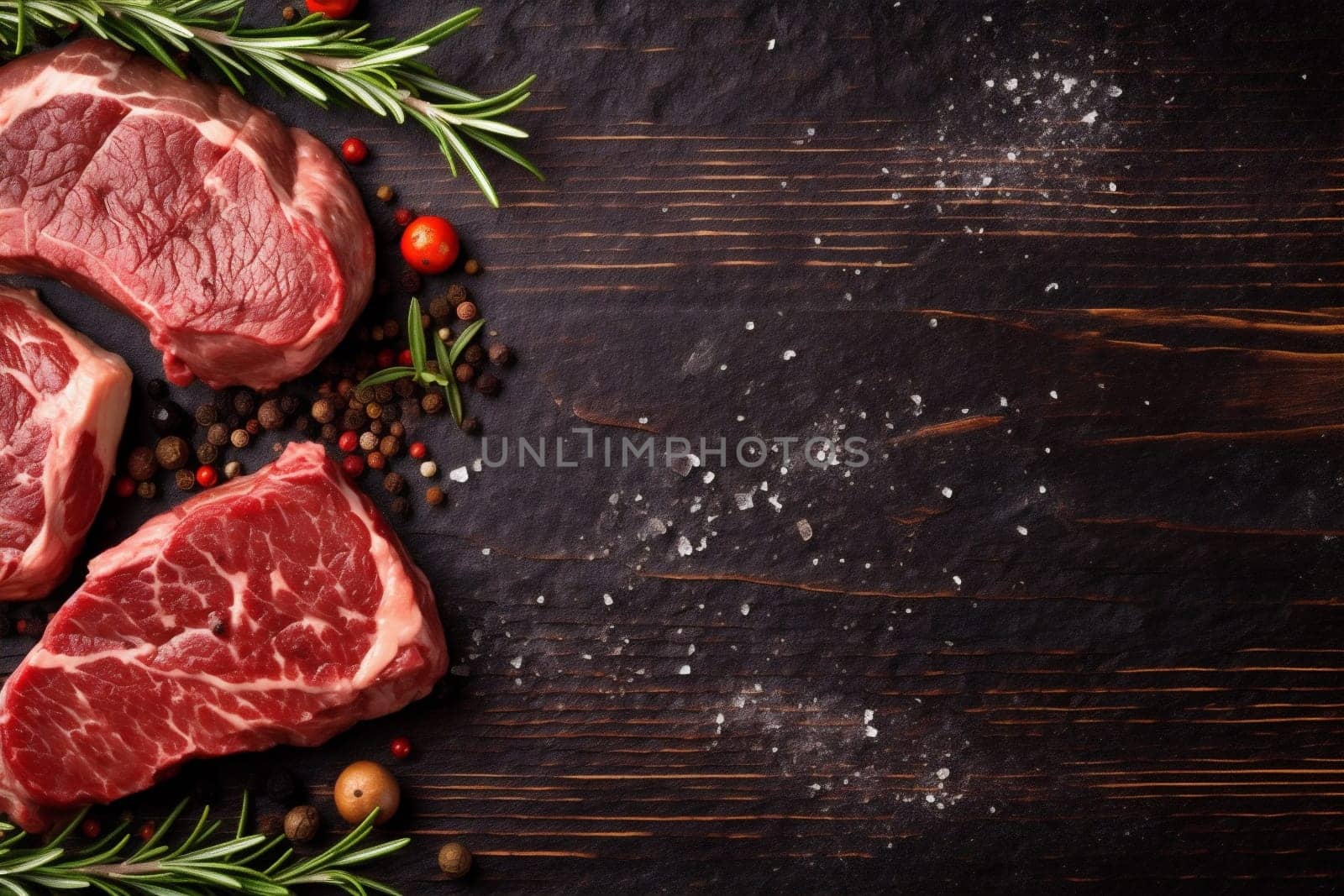 food fried background dark meat dinner raw grill steak beef red. Generative AI. by SHOTPRIME