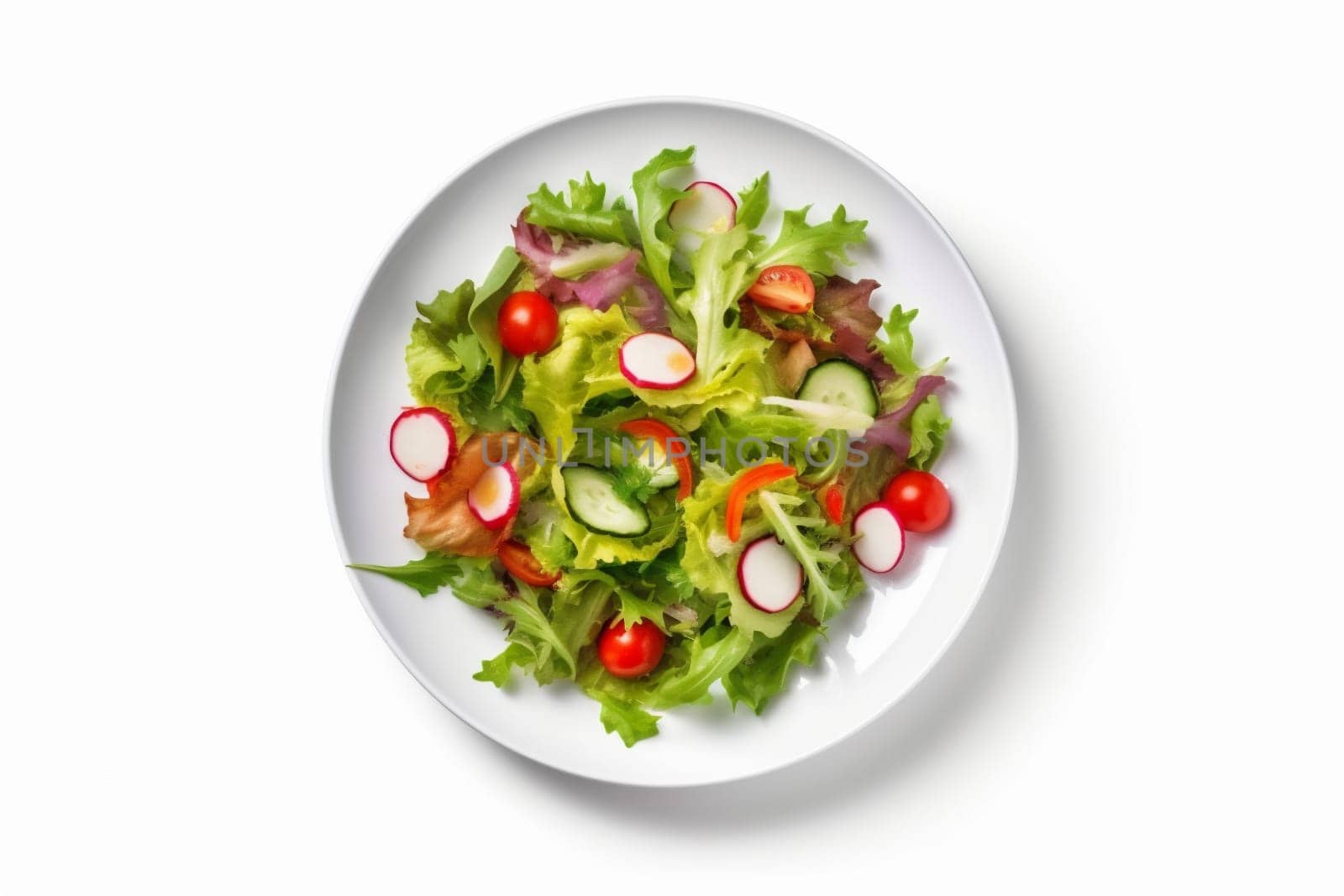 tomato lettuce salad green healthy lunch vegetable fresh vegetarian food. Generative AI. by SHOTPRIME