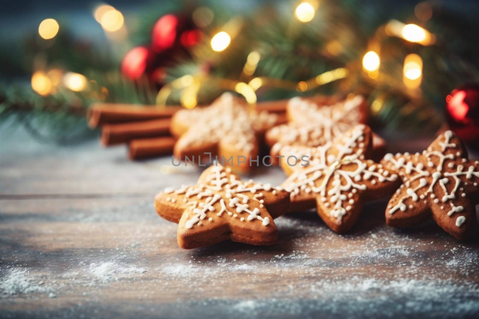 year light tree frame new text border gold christmas year shiny wooden new decor decoration background bokeh christmas design holiday card gift snowflakes. Generative AI.