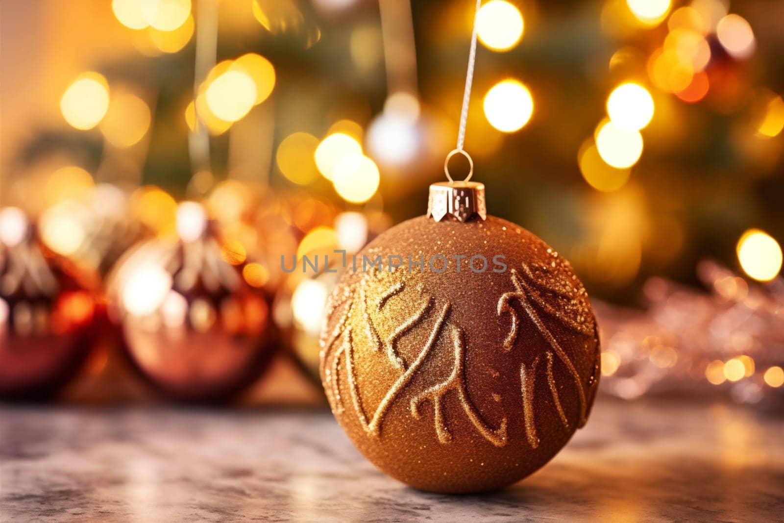 card snowflakes holiday new bokeh christmas decoration background christmas year gold tree. Generative AI. by SHOTPRIME