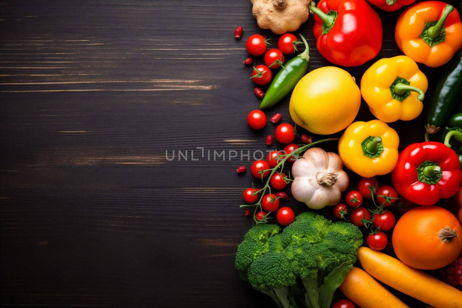vegetable vegetarian ingredient fresh background cooking table healthy concept dark food. Generative AI. by SHOTPRIME