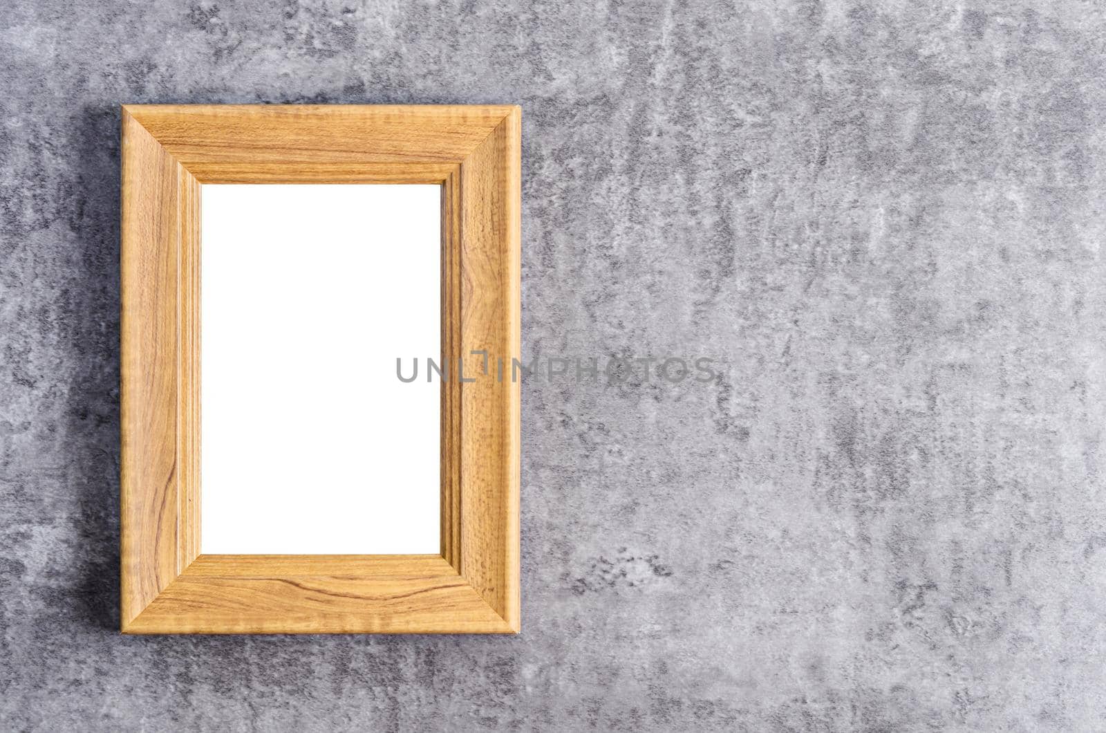 Empty wooden frame on dark background, Save clipping path.