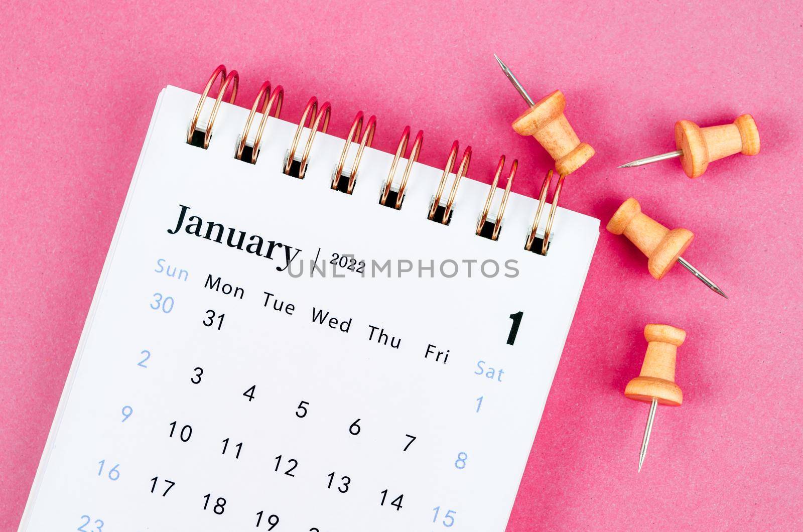 February calendar 2022 on pink background.