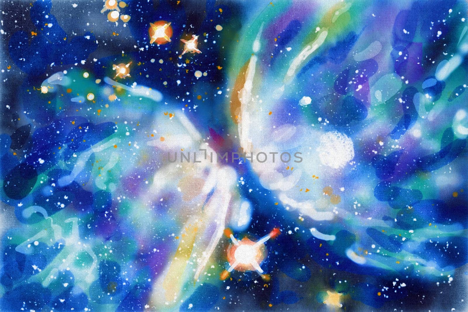 Celestial Watercolor: Exploring Space and Galaxies, watercolor space background, Digital painting.