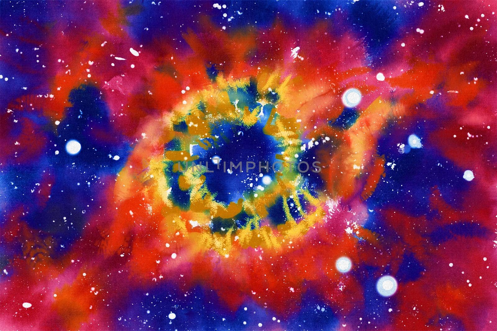 Celestial Watercolor: Exploring Space and Galaxies, watercolor space background, Digital painting.