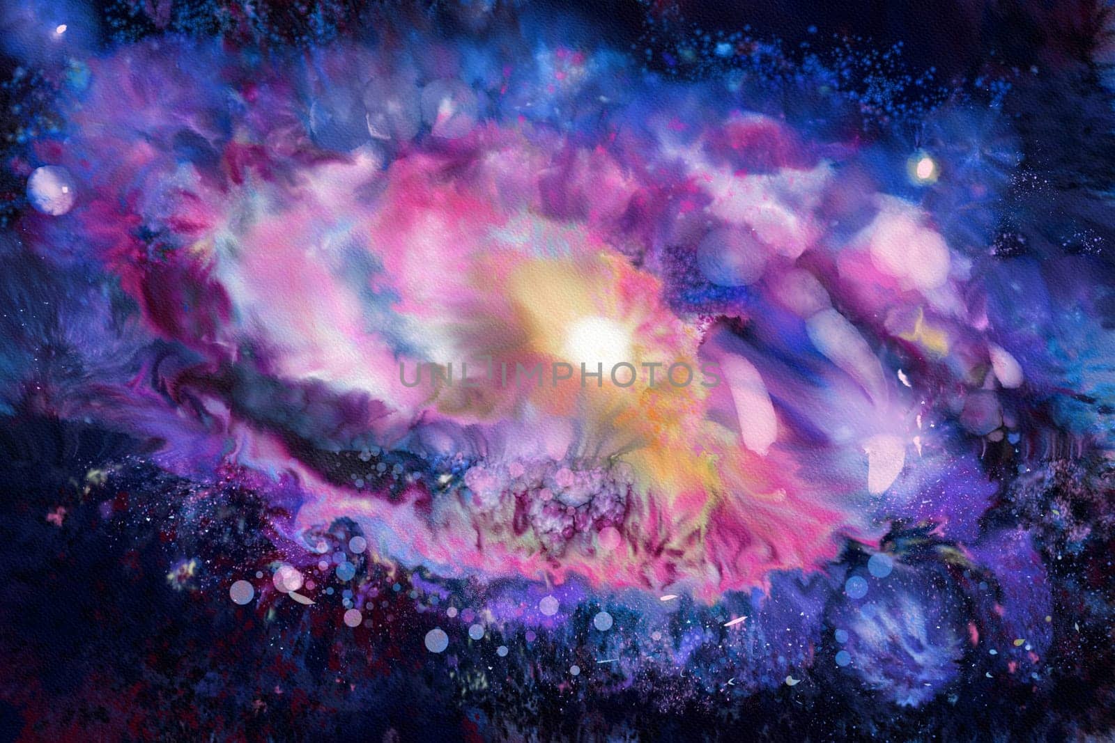 Celestial Watercolor: Exploring Space and Galaxies, watercolor space background, Digital painting.