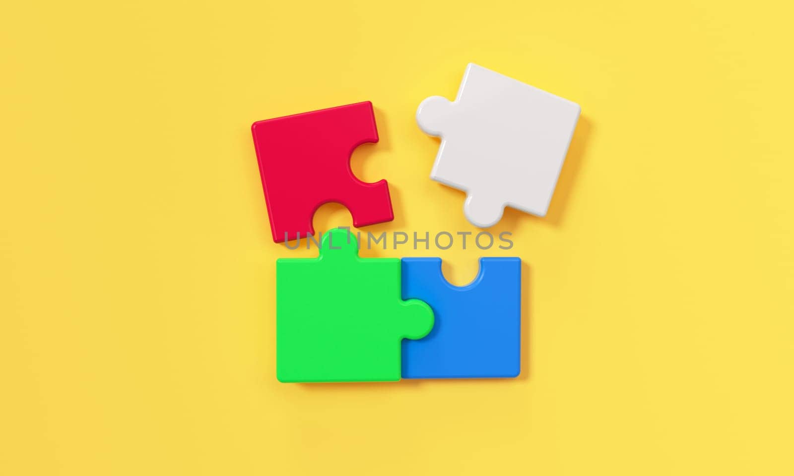 Partnership Puzzle pieces of colorful on a yellow background. by ImagesRouges