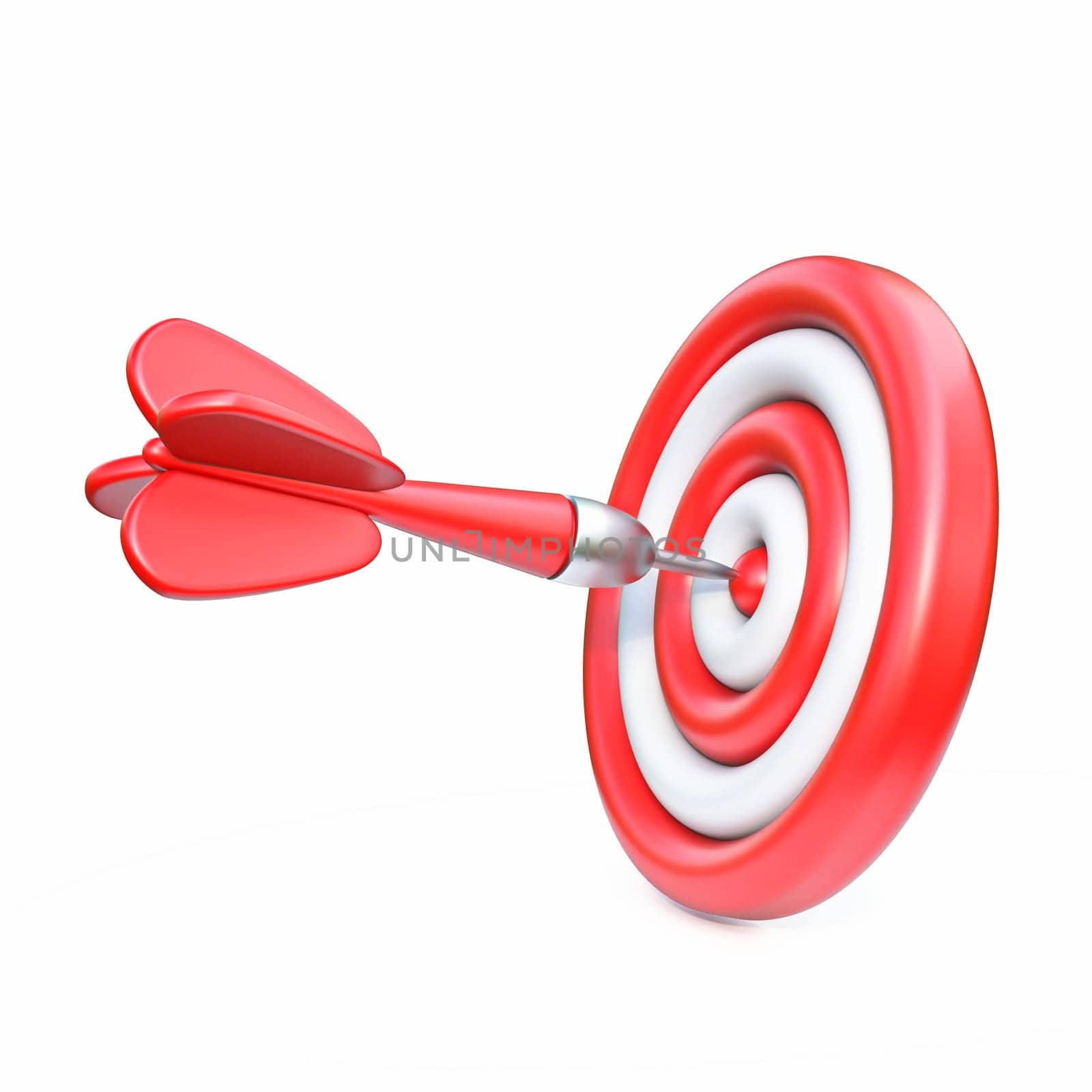 Red cartoon dart target 3D rendering illustration isolated on white background