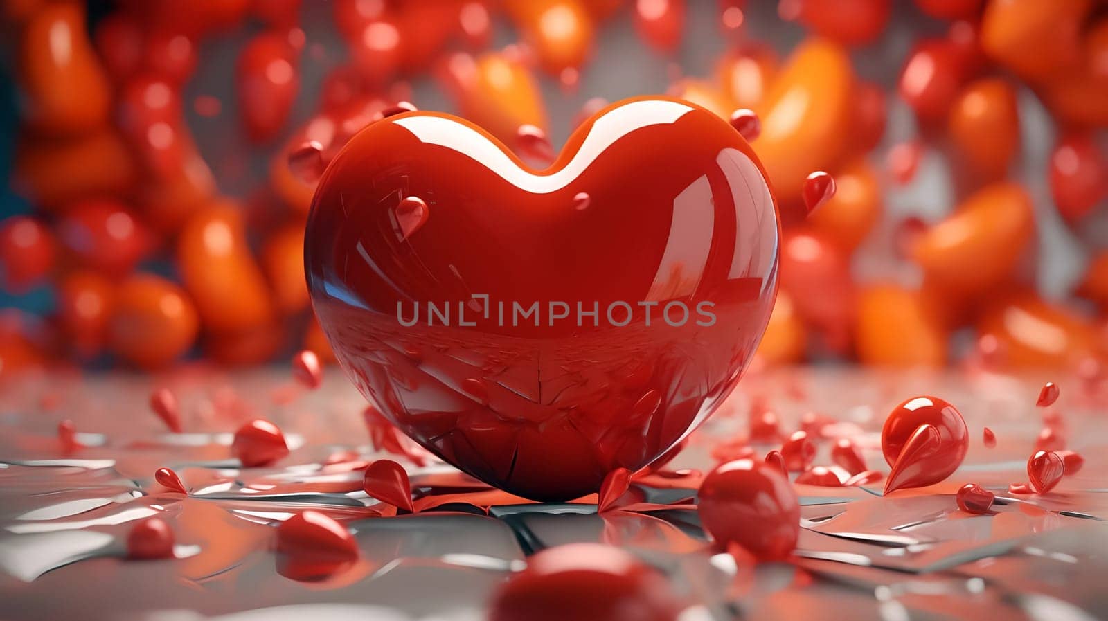 Beautiful red heart on a beautiful red background. The concept of love