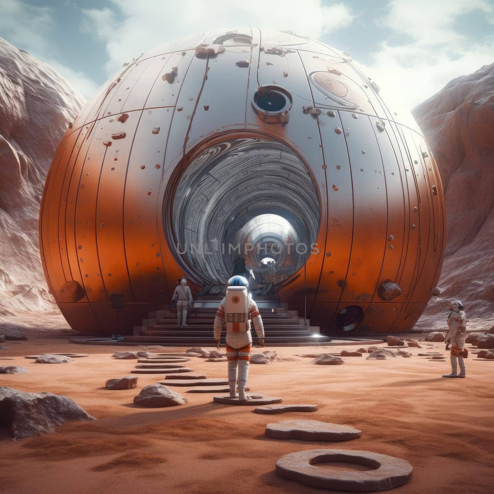 Astronauts on Mars. Station on Mars. The concept of colonization of Mars