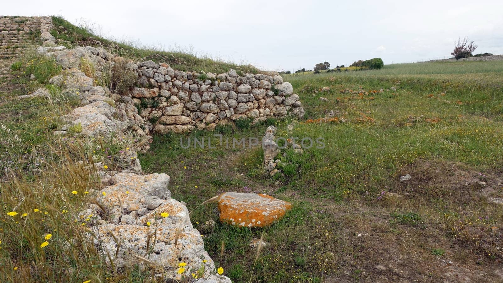 Sassari, Sardinia in Italy, May 18 2023. A part of the wall and the staircase of the Monte d'Accoddi altar. Dating back to 4000 BC.