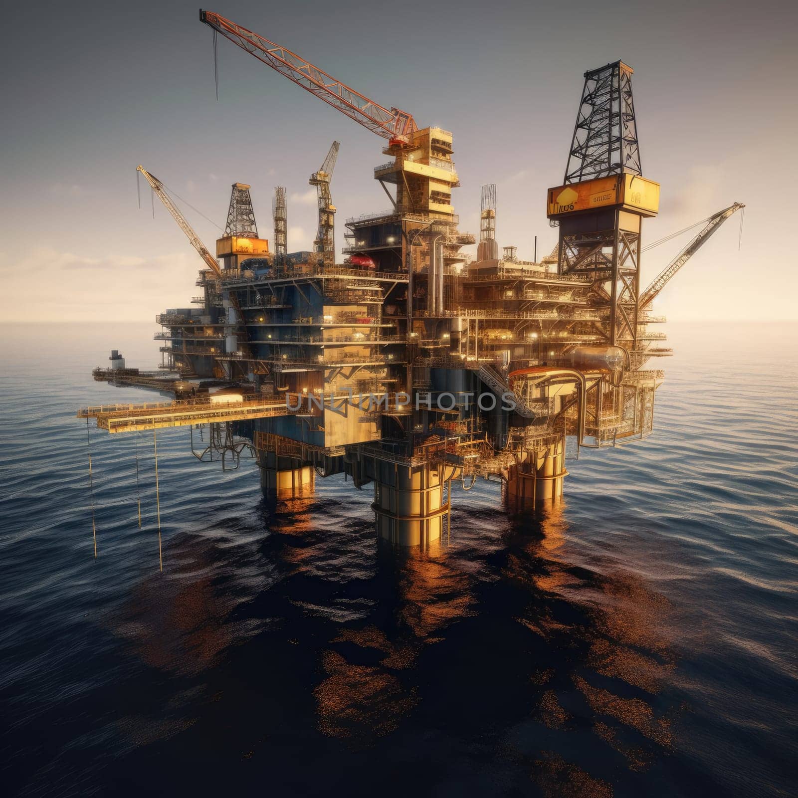 Offshore drilling rig. Oil and Gas Production Concept