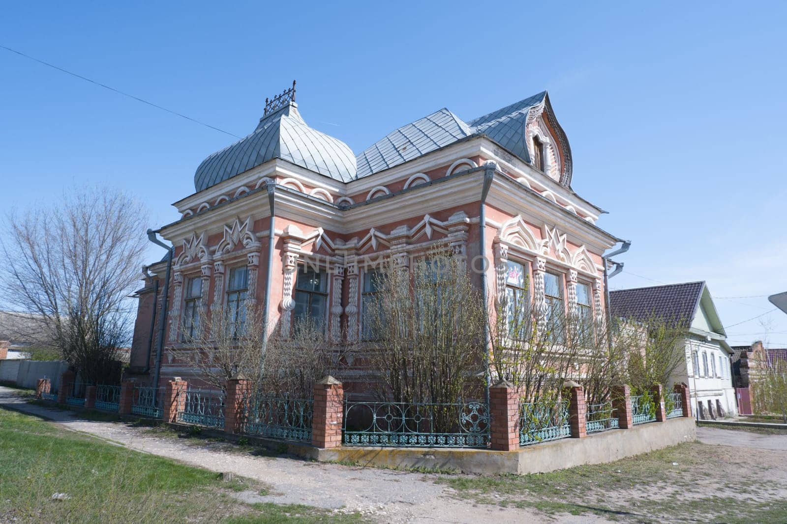 Dubovka. Volgograd region - Russia. April 09, 2023 The old building of the library in Dubovka. House of merchant Zhemarin 1887